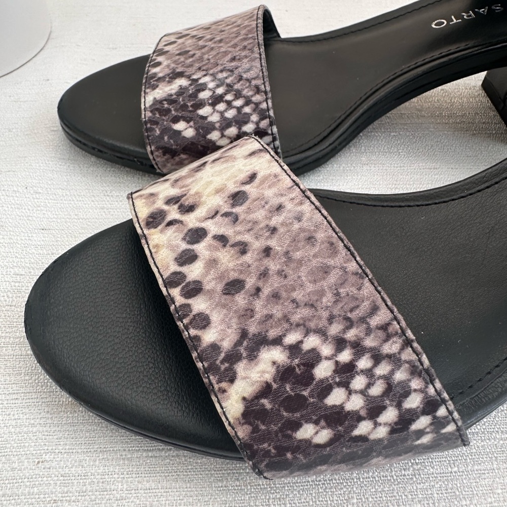 Franco Sarto Fabiola Black Snake Leather Heeled Sandals Women’s 6M - Picture 6 of 14